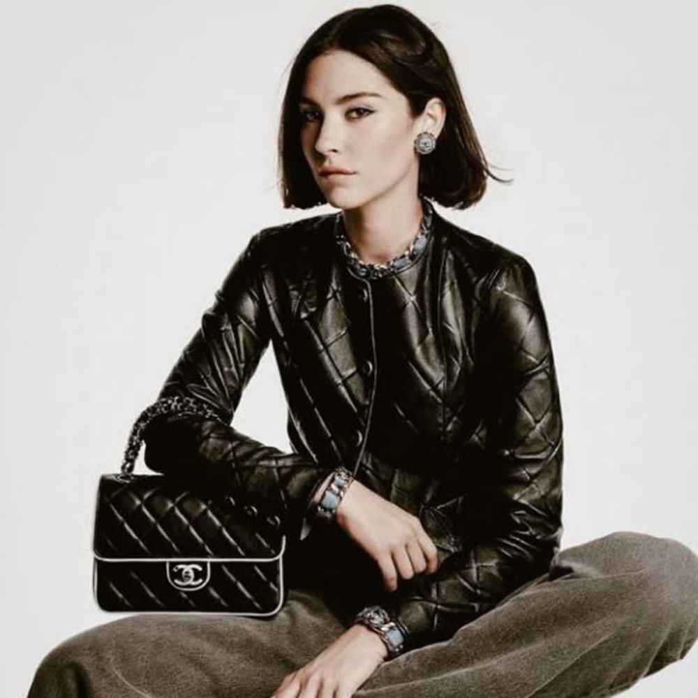 Chanel Pearl Classic Panda Black Flap Shoulder Bag-thumb-0