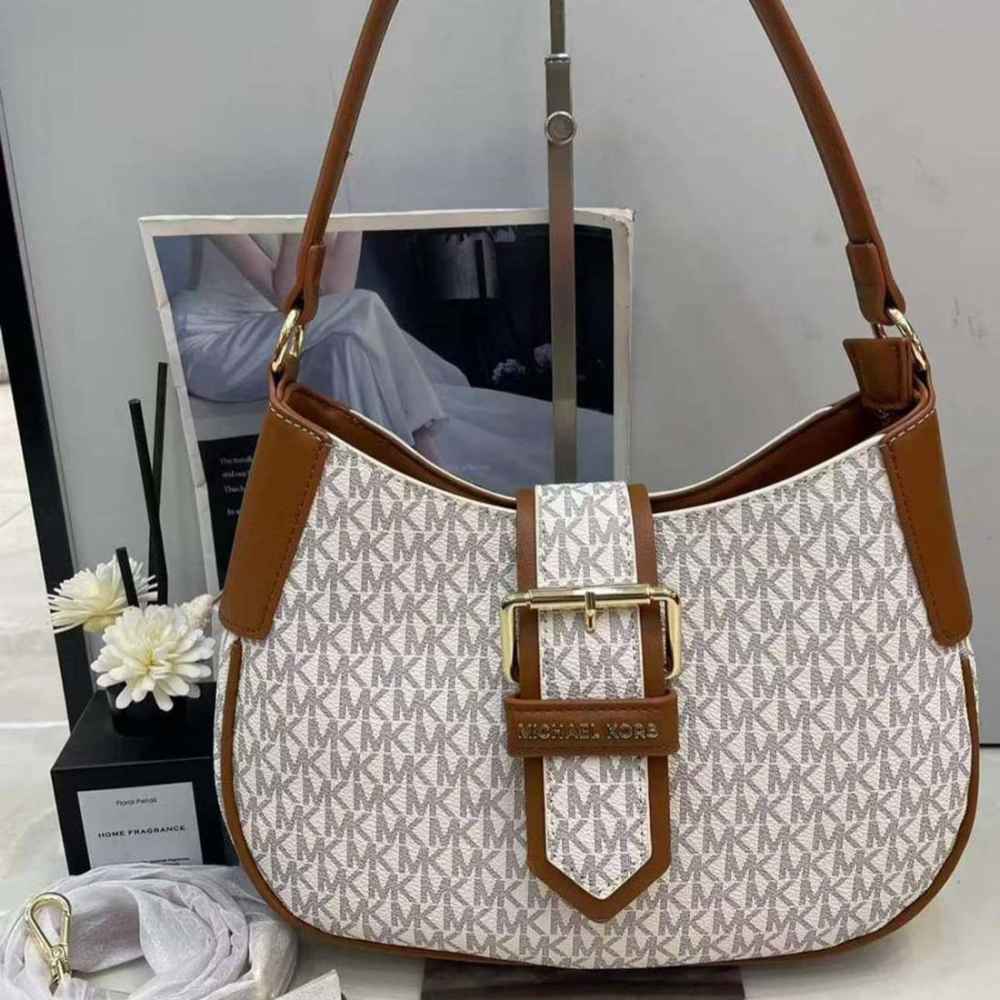 Michael Kors Lillian Small White Shoulder Bag-thumb-0