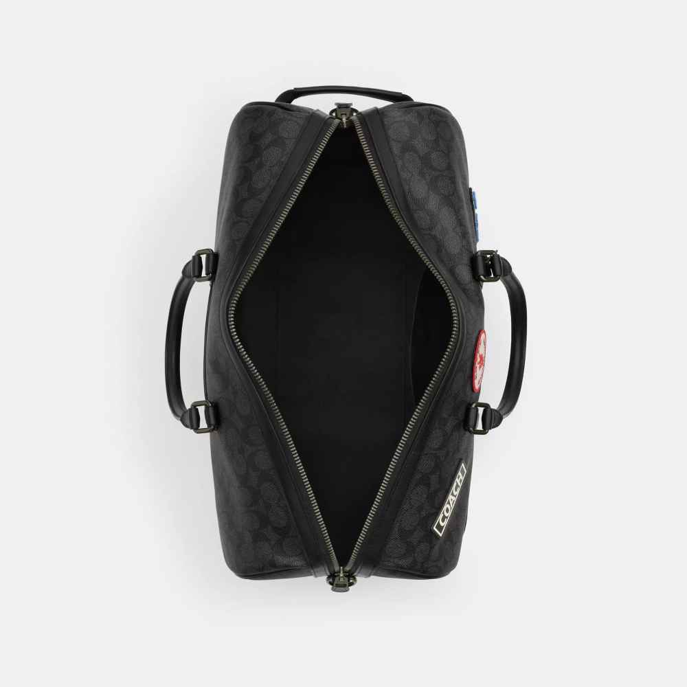 Coach Signature Canvas Black Duffle Bag-thumb-2