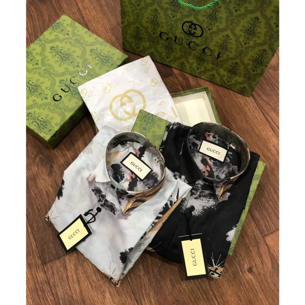 Gucci Tiger Printed White Premium Quality Shirt-0