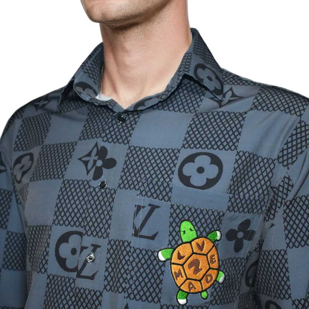 Louis Vuitton Grey Monogram Printed Premium Quality Shirt-3