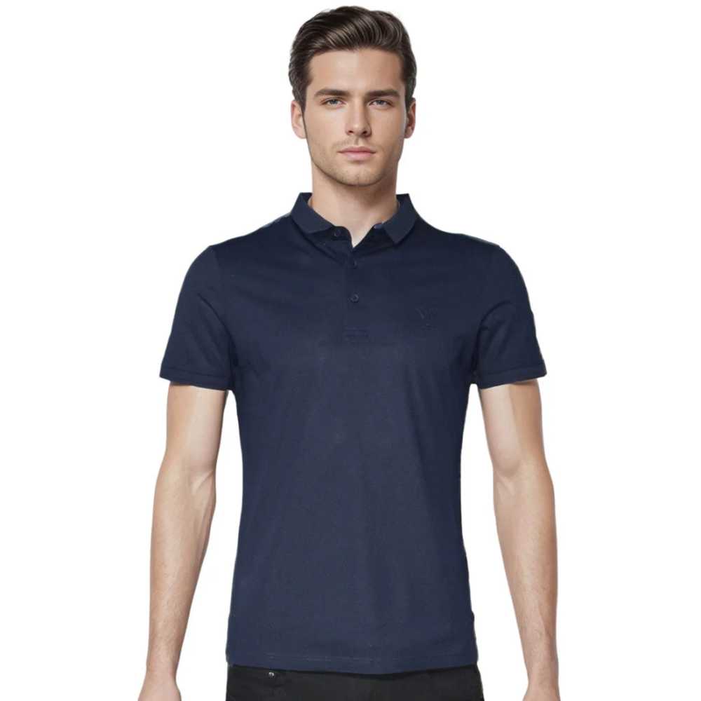 Louis Vuitton Embroidery Logo Navy Blue Premium T-shirt