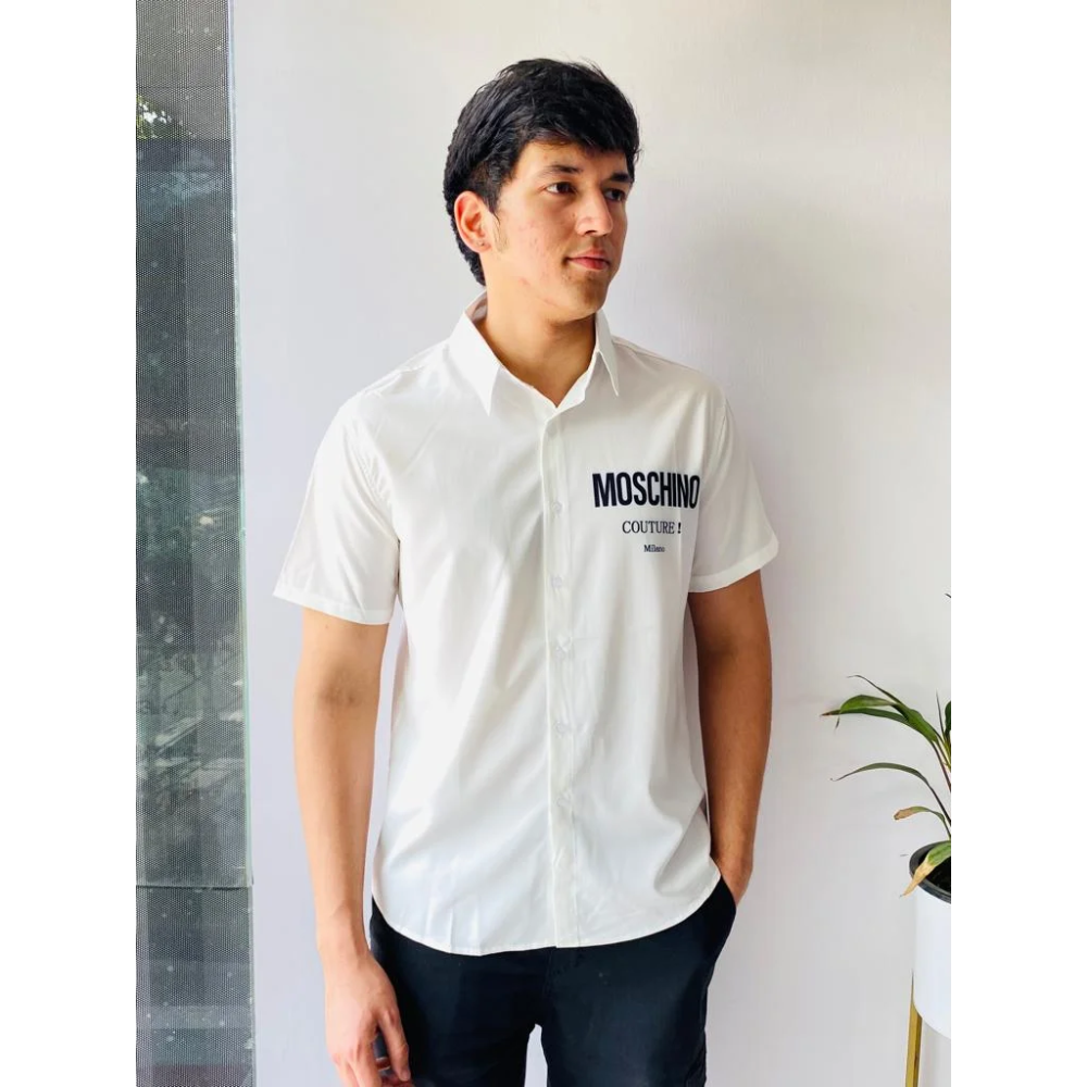 Moschino White Premium Quality Half Sleeve Shirt-2