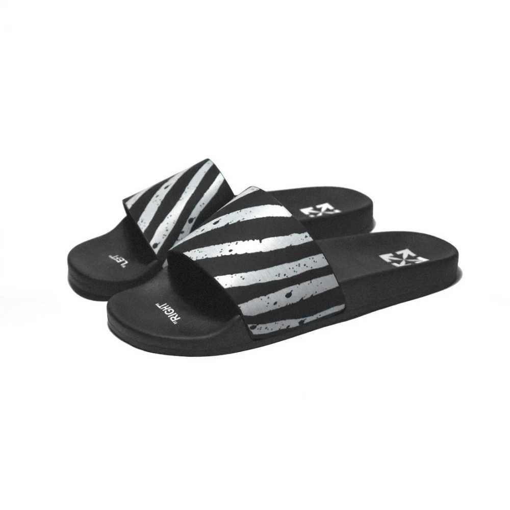 Off-White Black Premium Quality Men's Flip-Flops