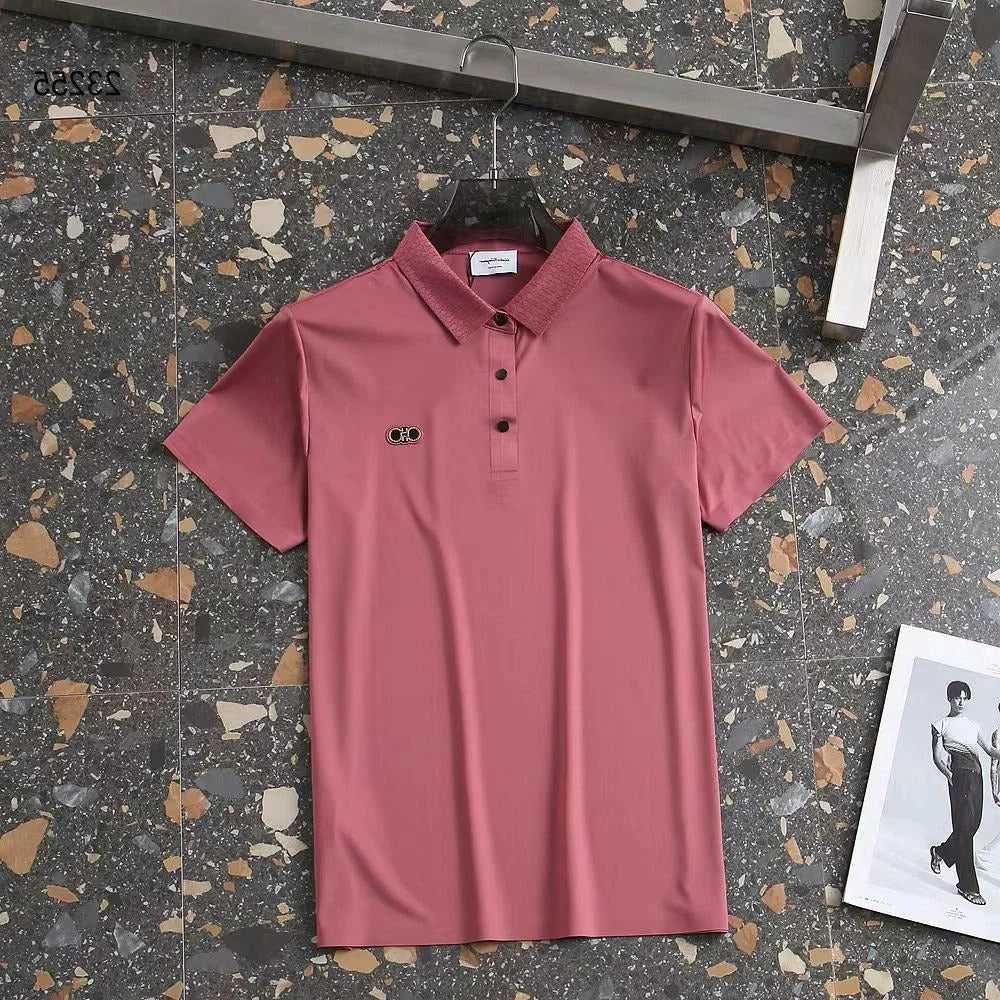 Ferragamo Pink Embossed Logo Premium Polo T-shirt-thumb-5