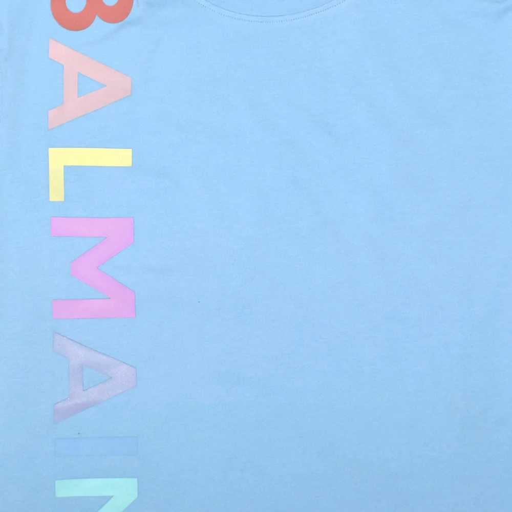 Balmain Sky Blue Premium Quality Women T-shirt-3