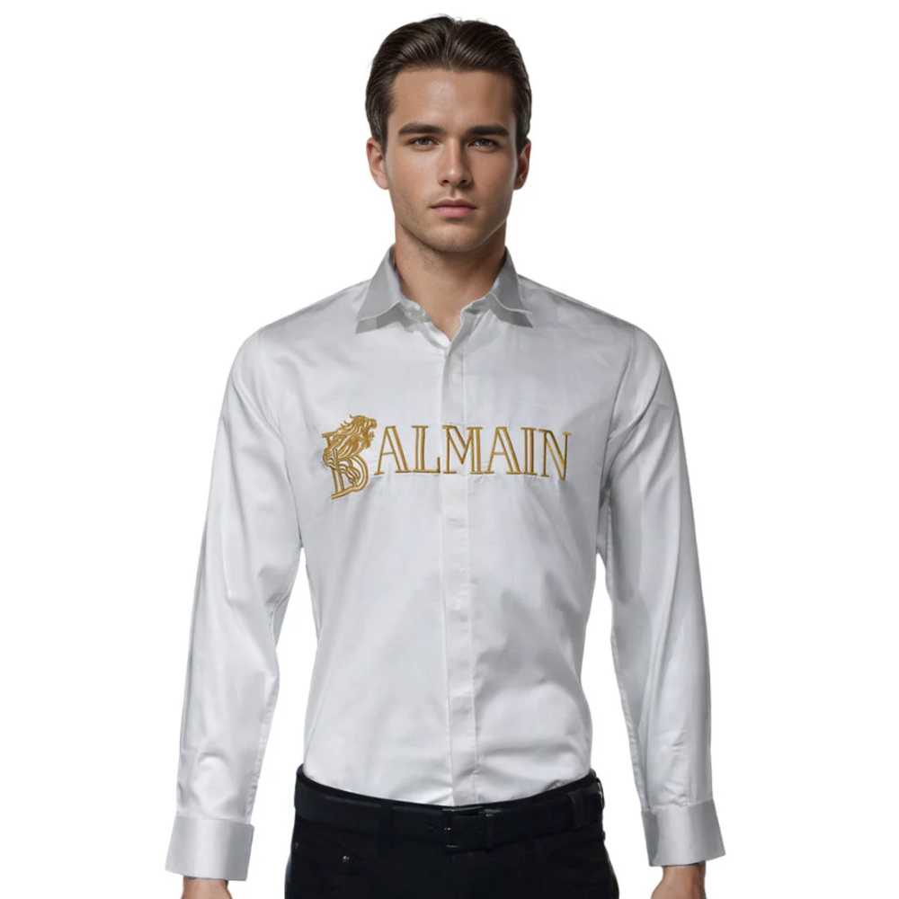 Balmain White Premium Quality Long Sleeve Shirt
