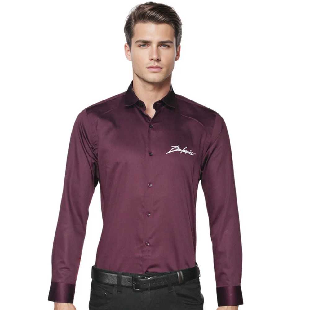 Balmain Wine Premium Quality Slim Fit Formal Men's Shirt