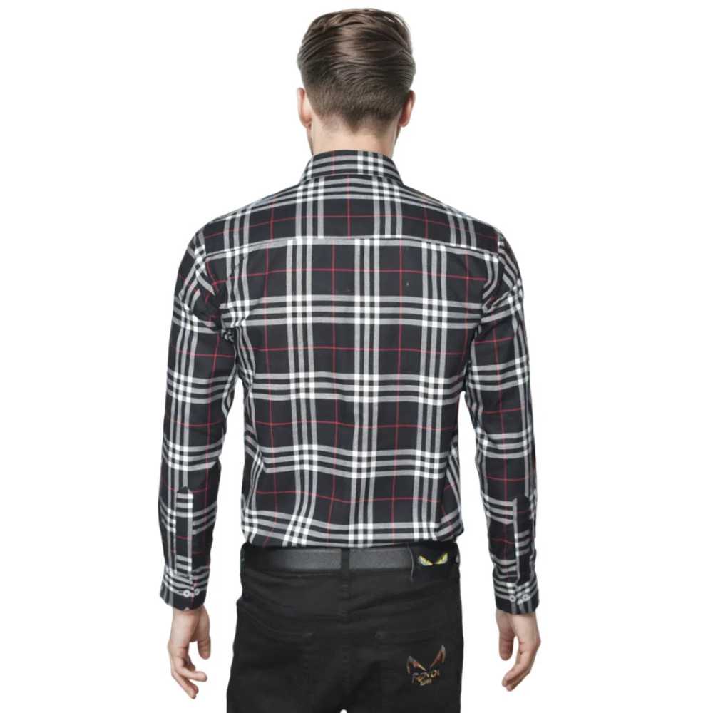 Burberry Black Premium Quality Men's Check Shirt-1