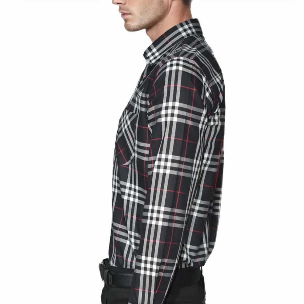 Burberry Black Premium Quality Men's Check Shirt-3