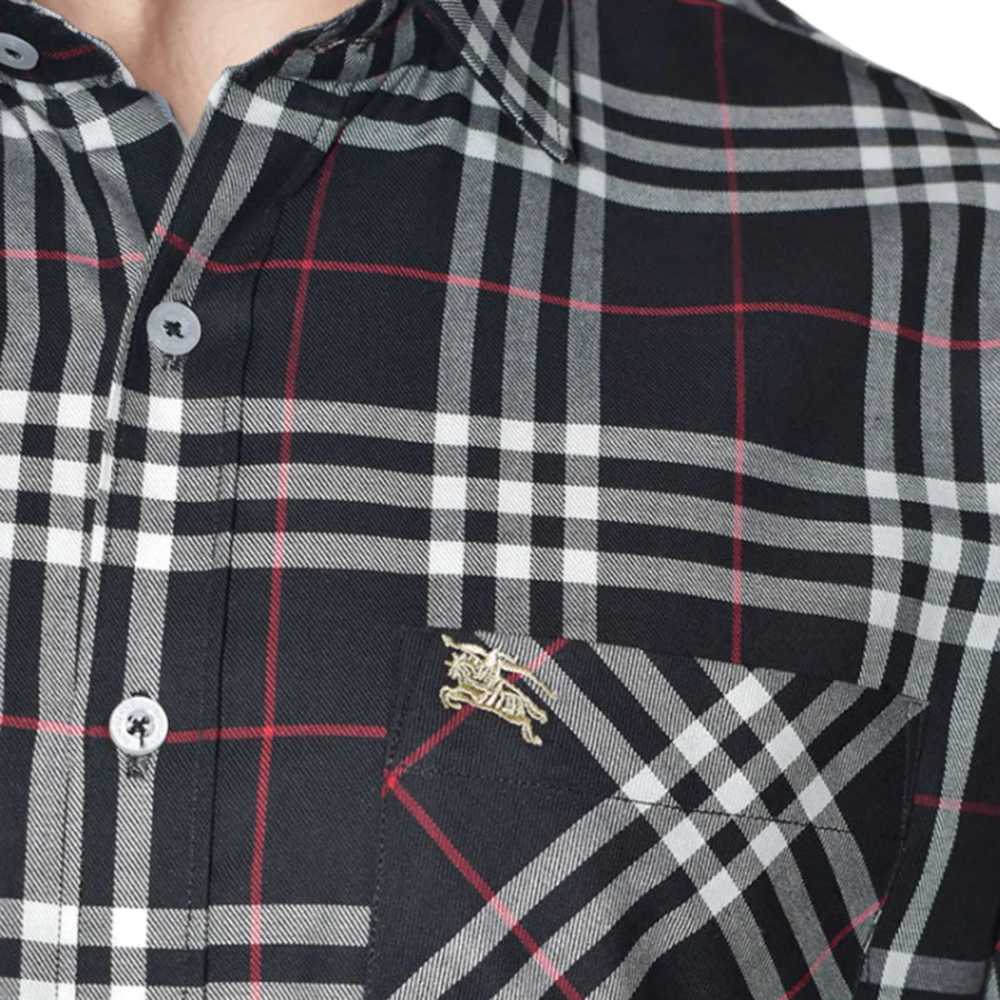 Burberry Black Premium Quality Men's Check Shirt-5