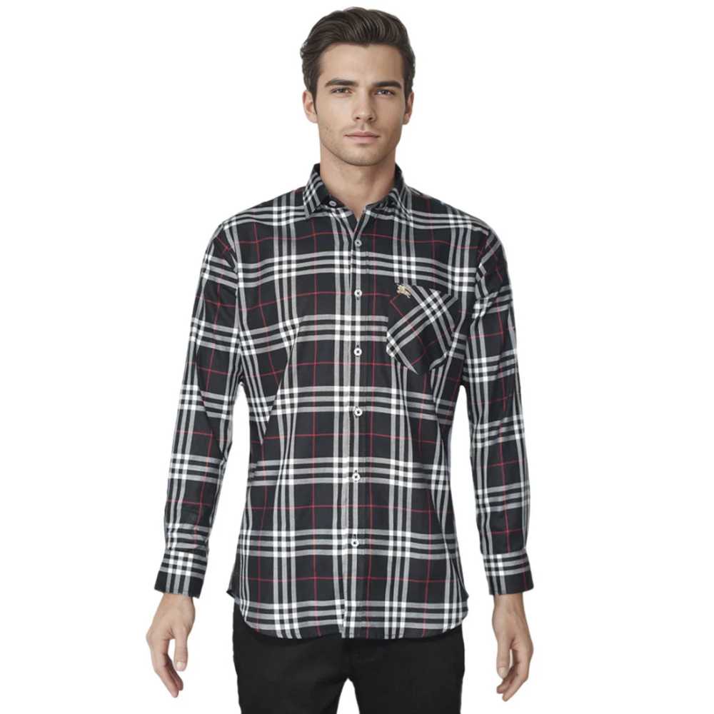 Burberry Black Premium Quality Men's Check Shirt-6