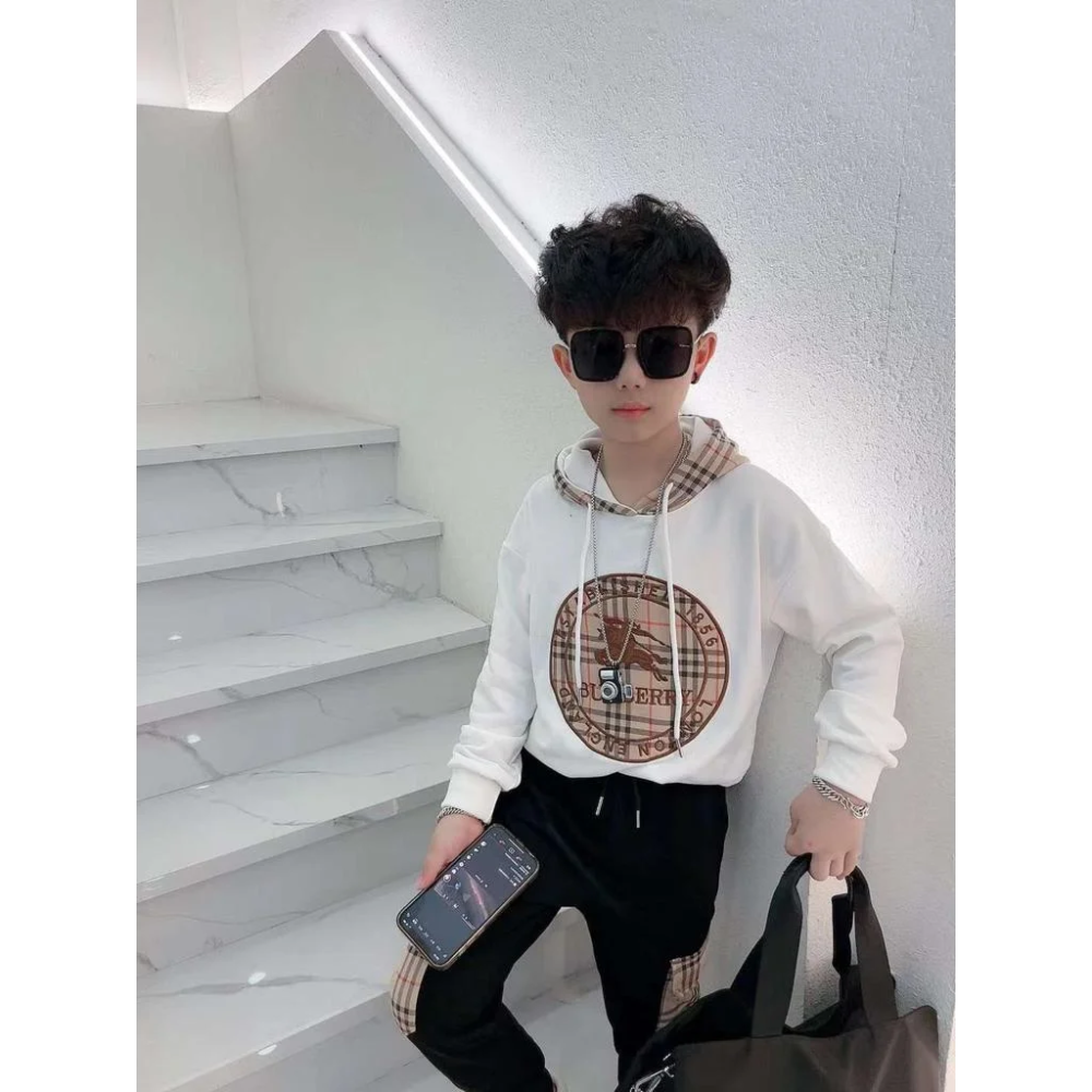 Burberry Embroidered logo Premium Quality Kids Co-Ord Set-5