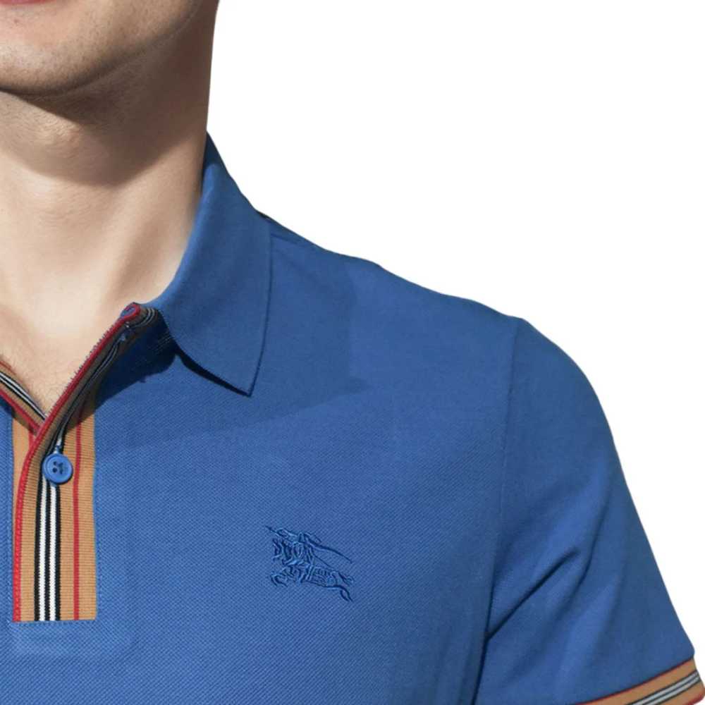 Burberry Embroidery Logo Blue Premium T-shirt-thumb-4