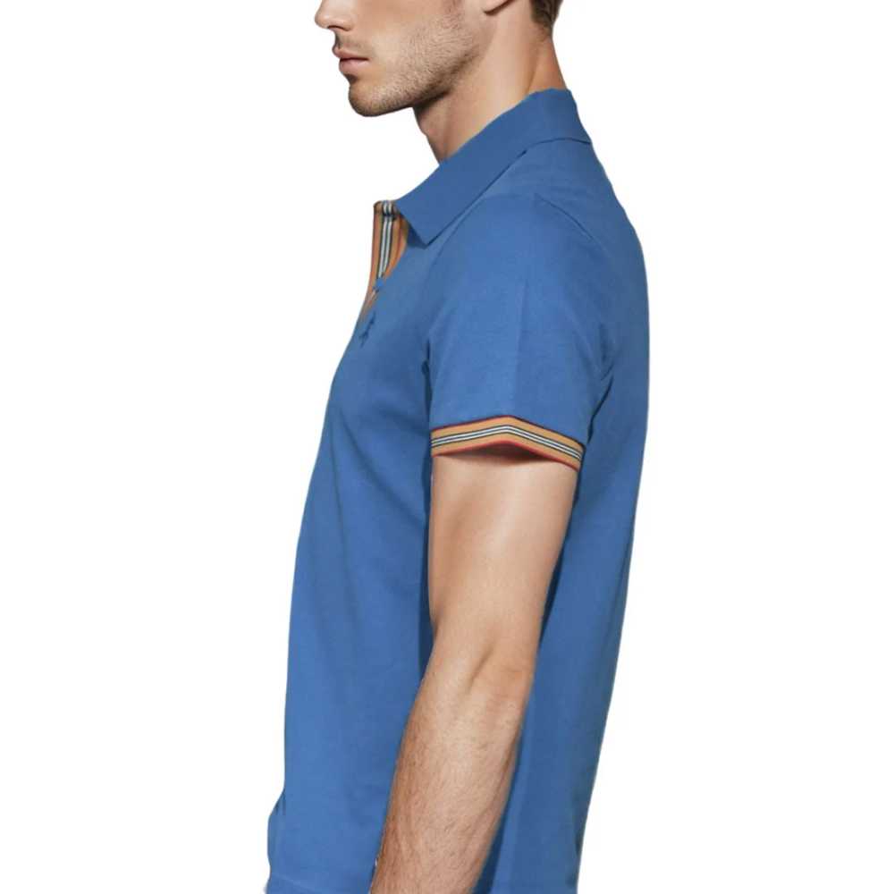 Burberry Embroidery Logo Blue Premium T-shirt-thumb-3