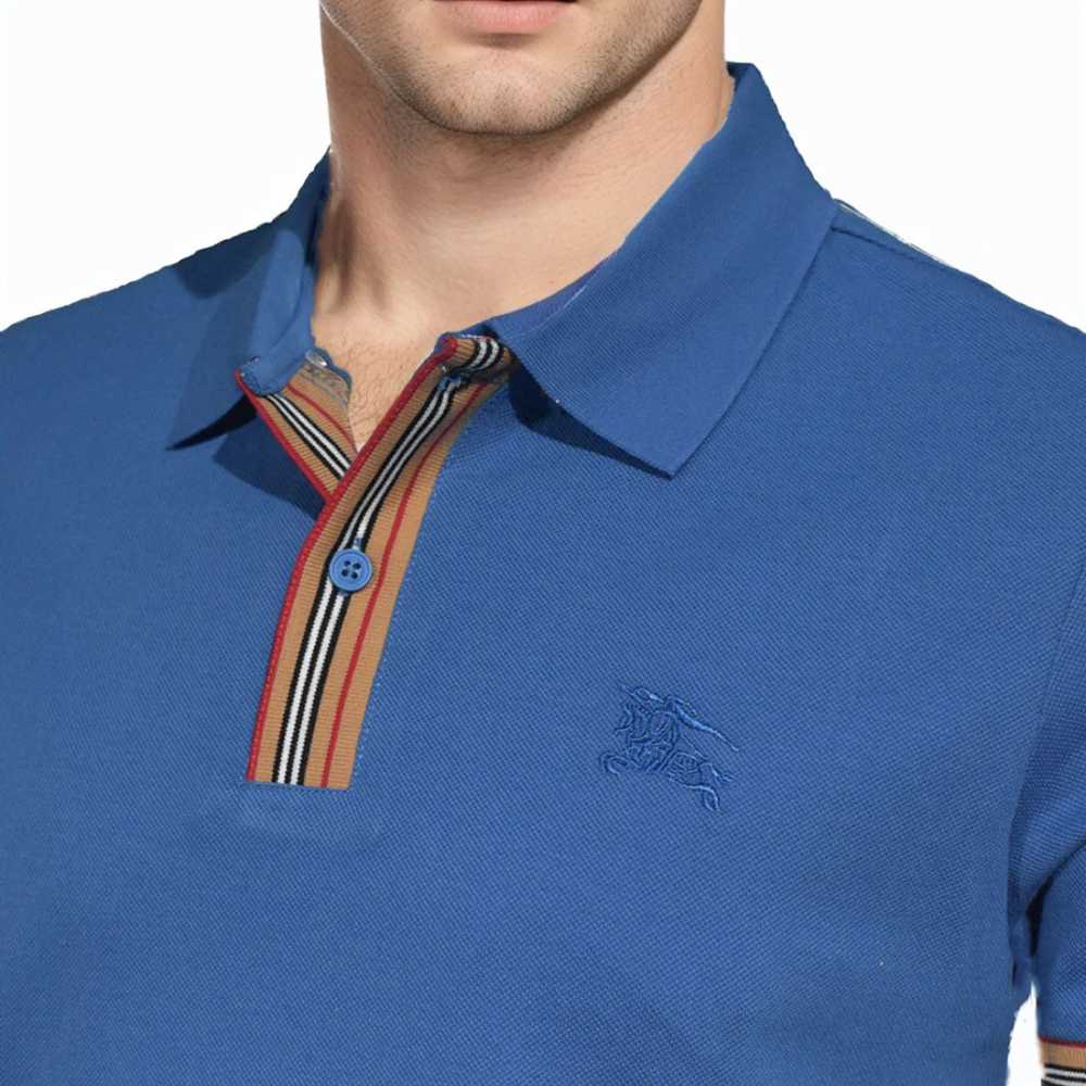 Burberry Embroidery Logo Blue Premium T-shirt-thumb-2