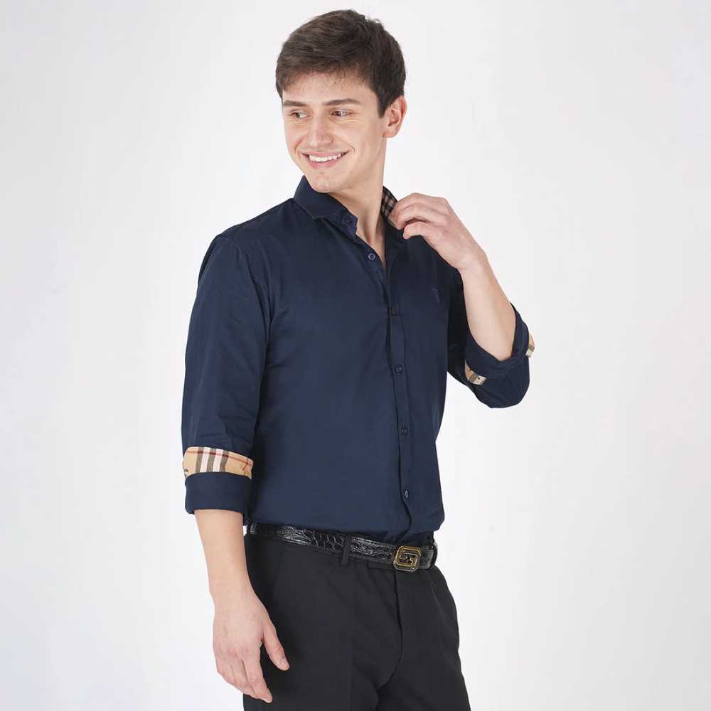 Burberry Navy Blue Premium Quality Shirt-5