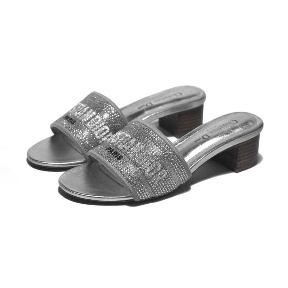 Christian Dior Silver Studded Premium Quality Heels Sandals