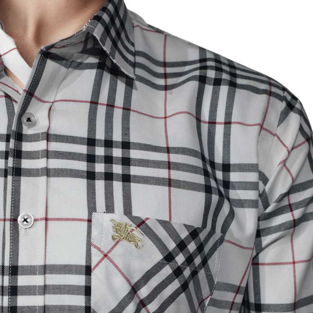 Burberry White Premium Quality Men's Check Shirt-5