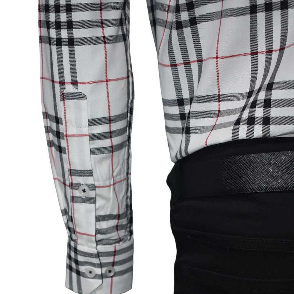 Burberry White Premium Quality Men's Check Shirt-4