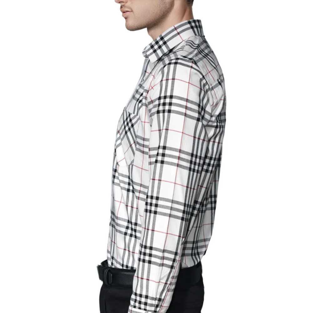 Burberry White Premium Quality Men's Check Shirt-3