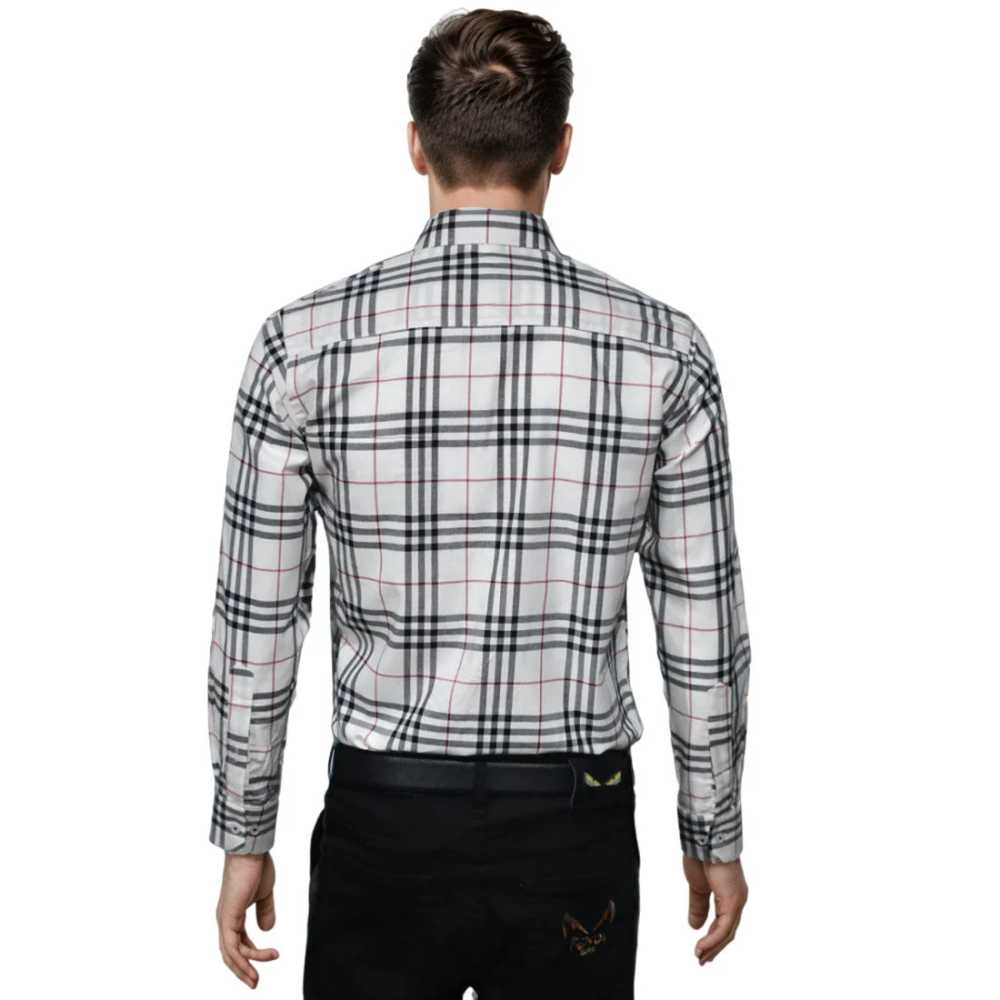 Burberry White Premium Quality Men's Check Shirt-1