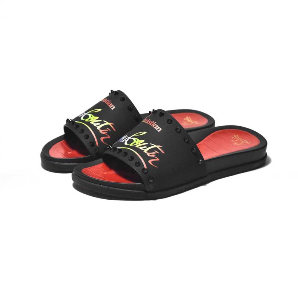 Christian Louboutin Black Premium Quality Men's Flip-Flops
