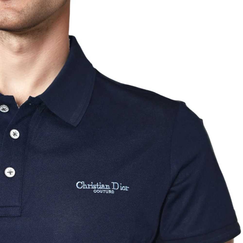 Christian Dior Embroidered logo Navy Blue Premium T-shirt-thumb-4