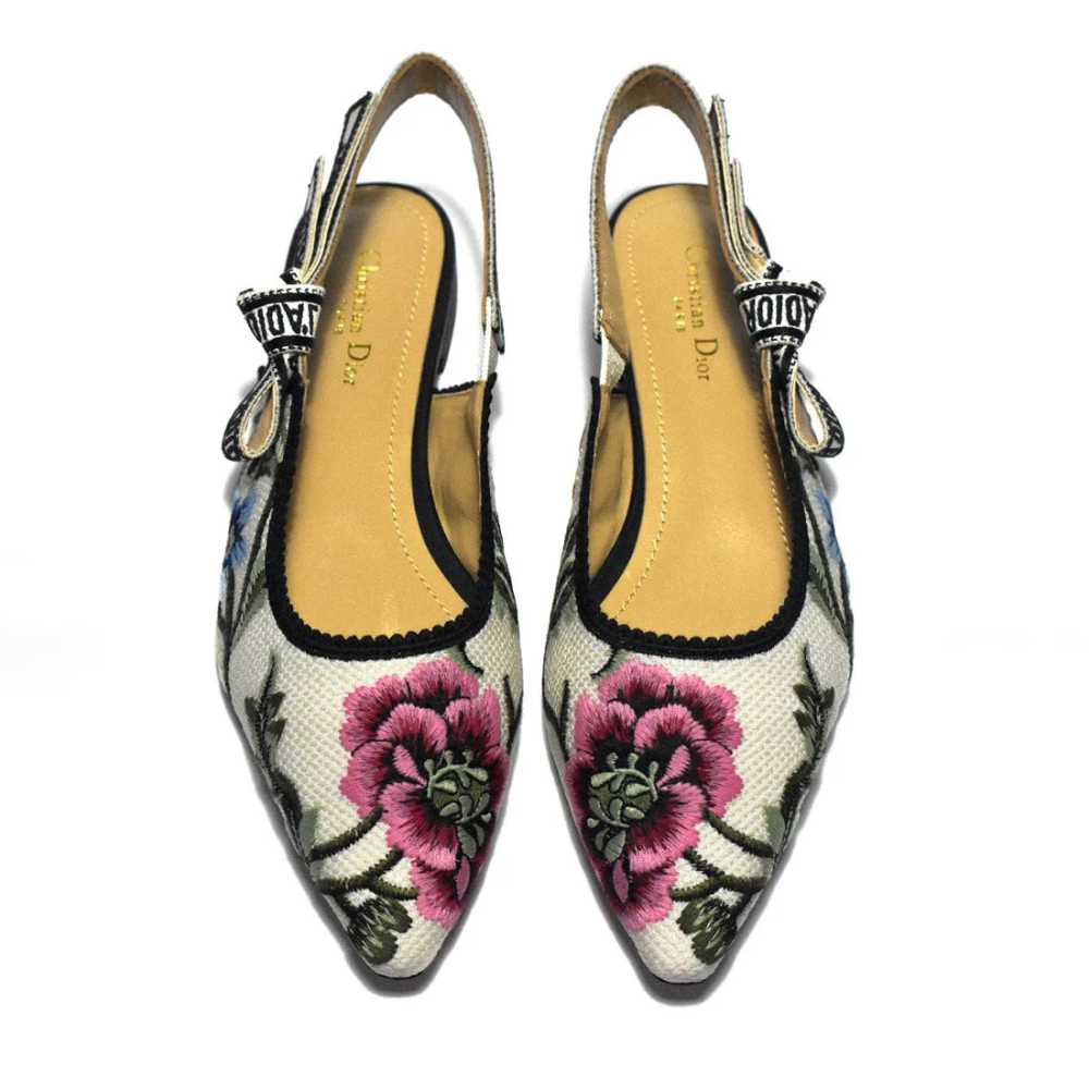 Dior Flower Printed White Premium Quality Flat Sandals-5