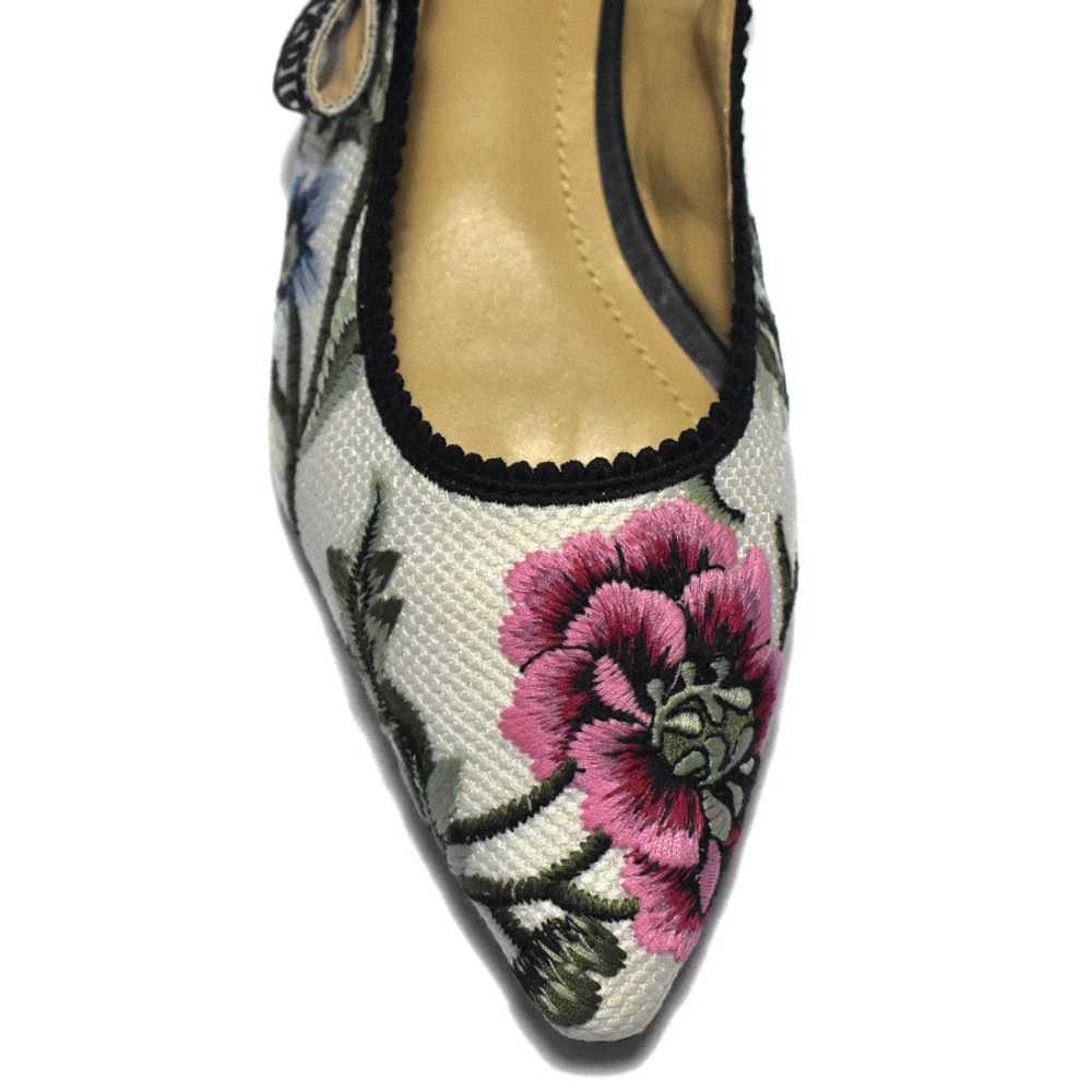 Dior Flower Printed White Premium Quality Flat Sandals-3