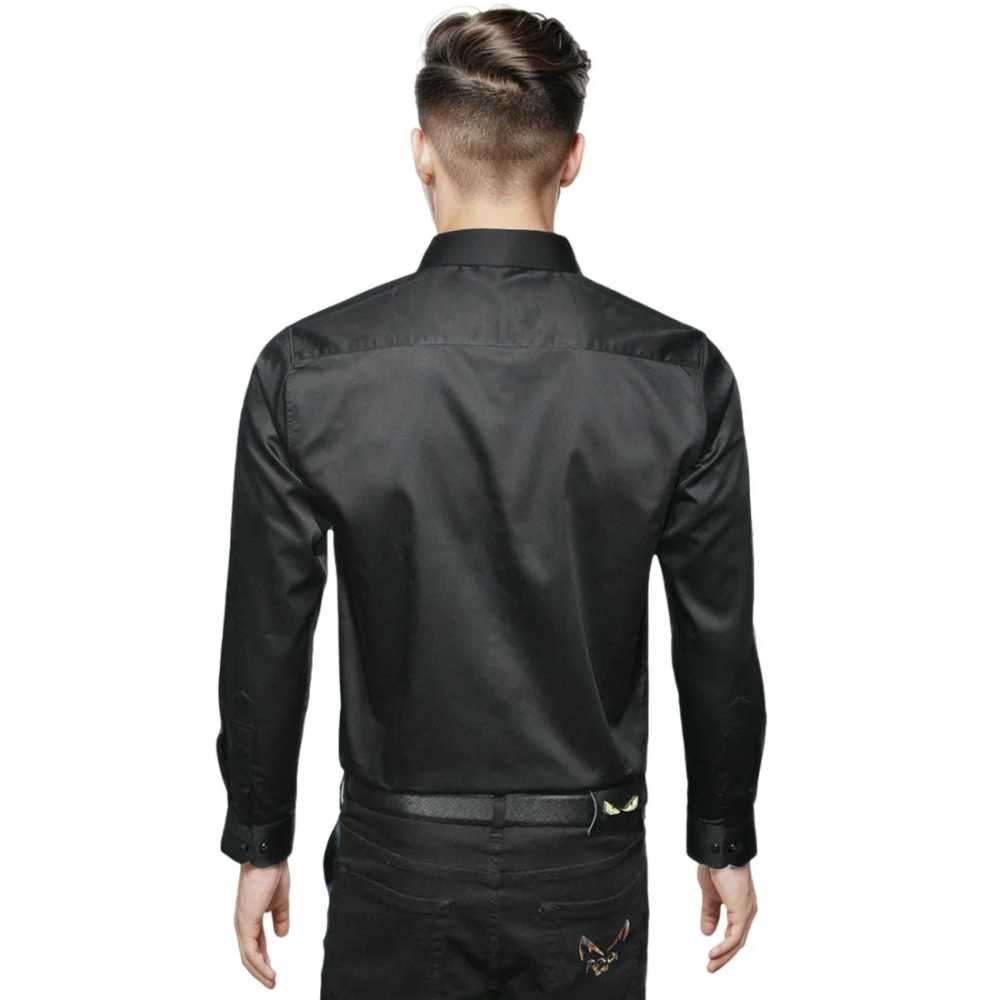 Emporio Armani Black Premium Quality Flocking Text On Pocket Shirt-1