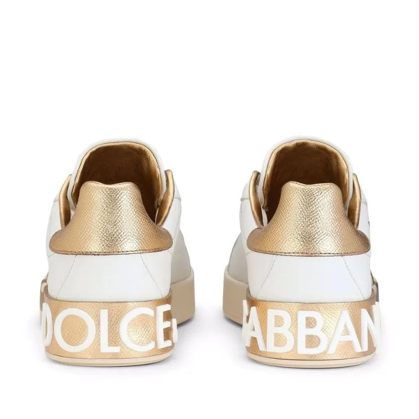 Dolce & Gabbana White & Golden Premium Quality Sneakers-3