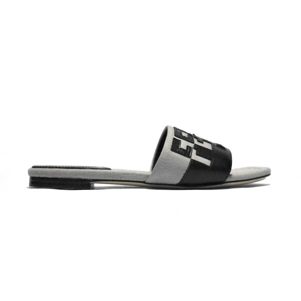 Fendi Black and Grey Premium Flat Sandals-2
