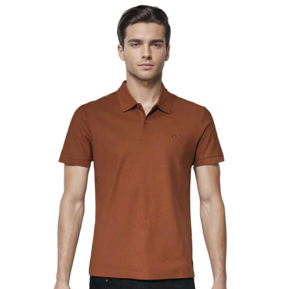 Ferragamo Embroidered logo Brown Premium T-shirt