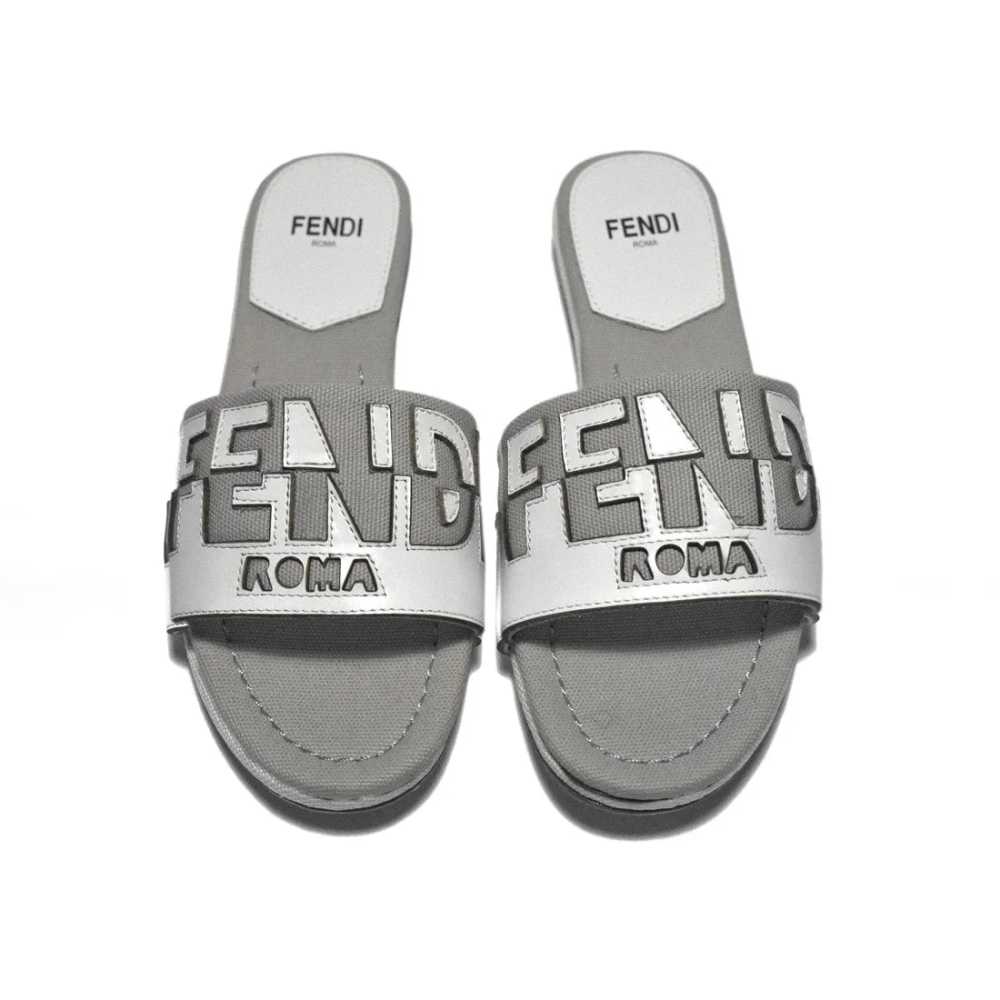 Fendi Grey and White Premium Flat Sandals-5