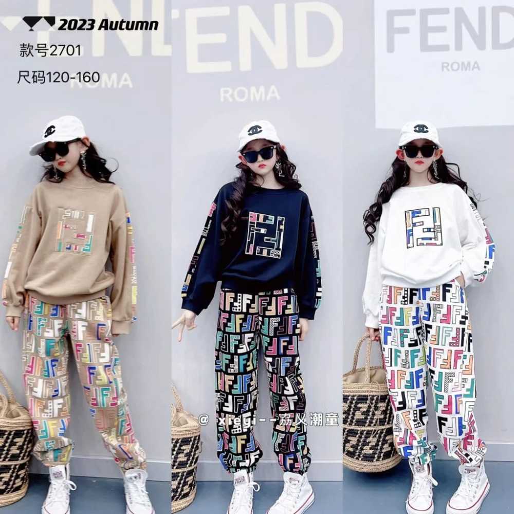 Fendi Print Brown High-End Quality Kids Co-Ord Set-1