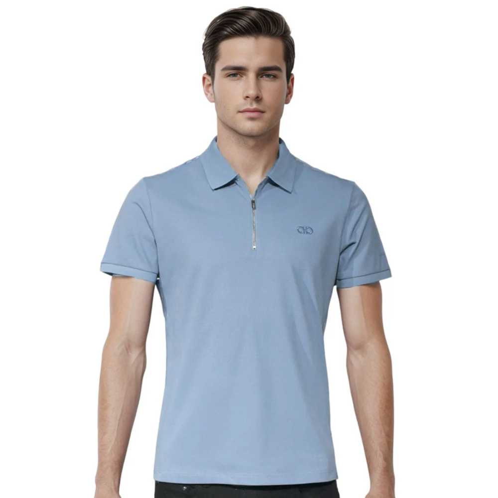 Salvatore Ferragamo Embroidered logo Blue Premium T-shirt