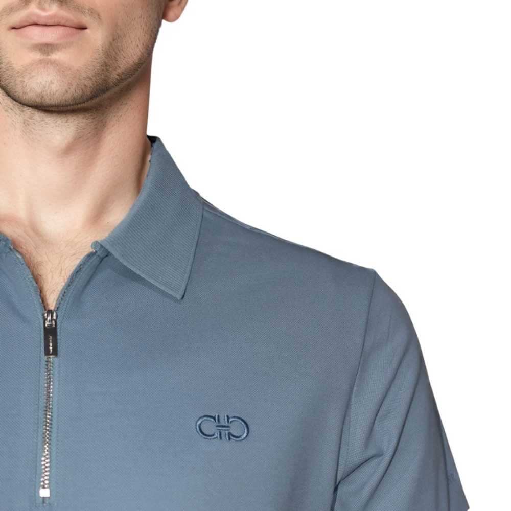 Salvatore Ferragamo Embroidered logo Blue Premium T-shirt-thumb-4