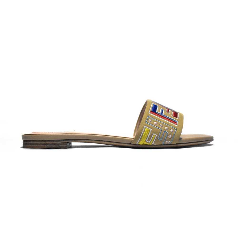 Fendi Brown and Pink Flat Sandals-2