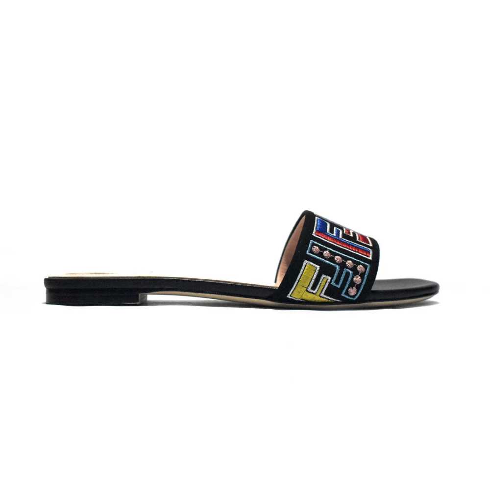 Fendi Black & Pink Premium Flat Sandals-thumb-2