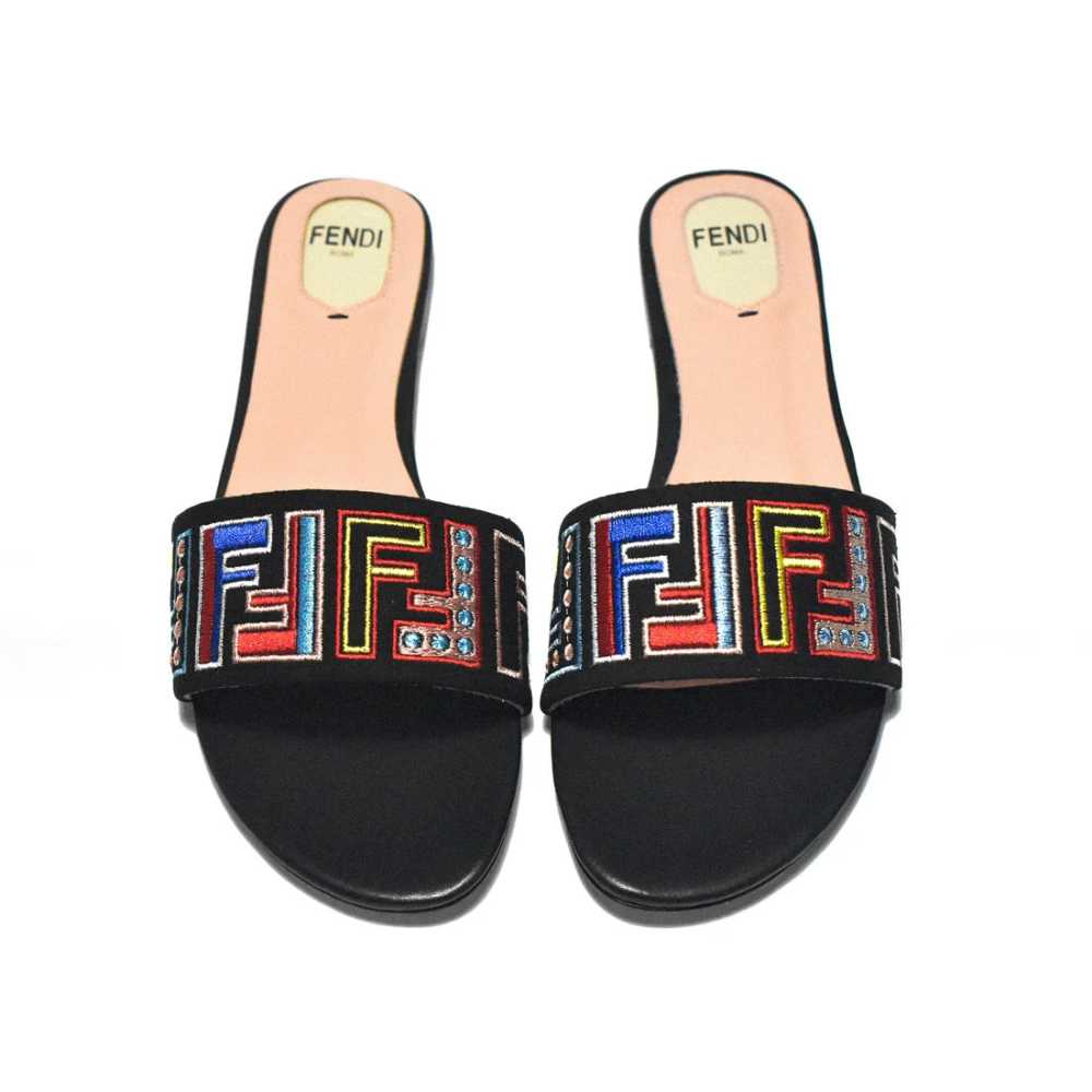 Fendi Black & Pink Premium Flat Sandals-thumb-5