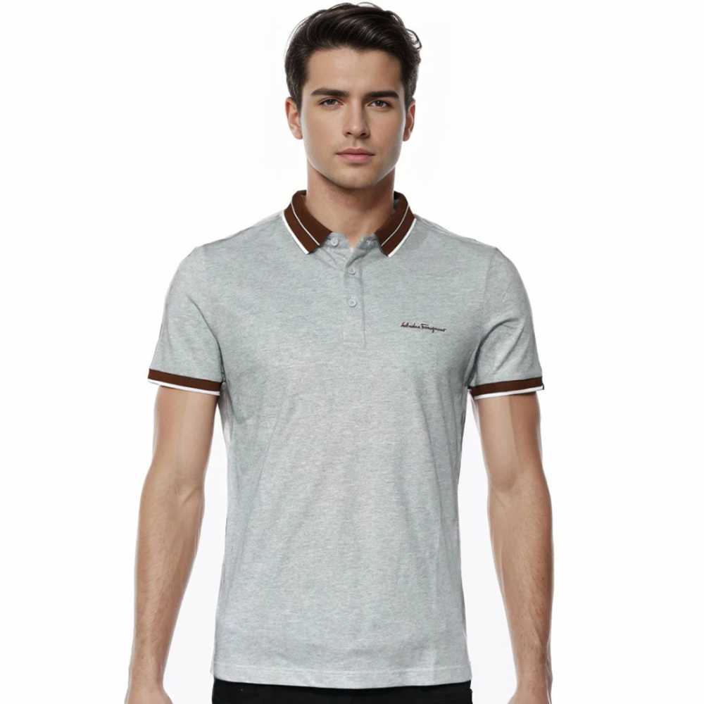 Salvatore Ferragamo Embroidered logo Grey T-shirt