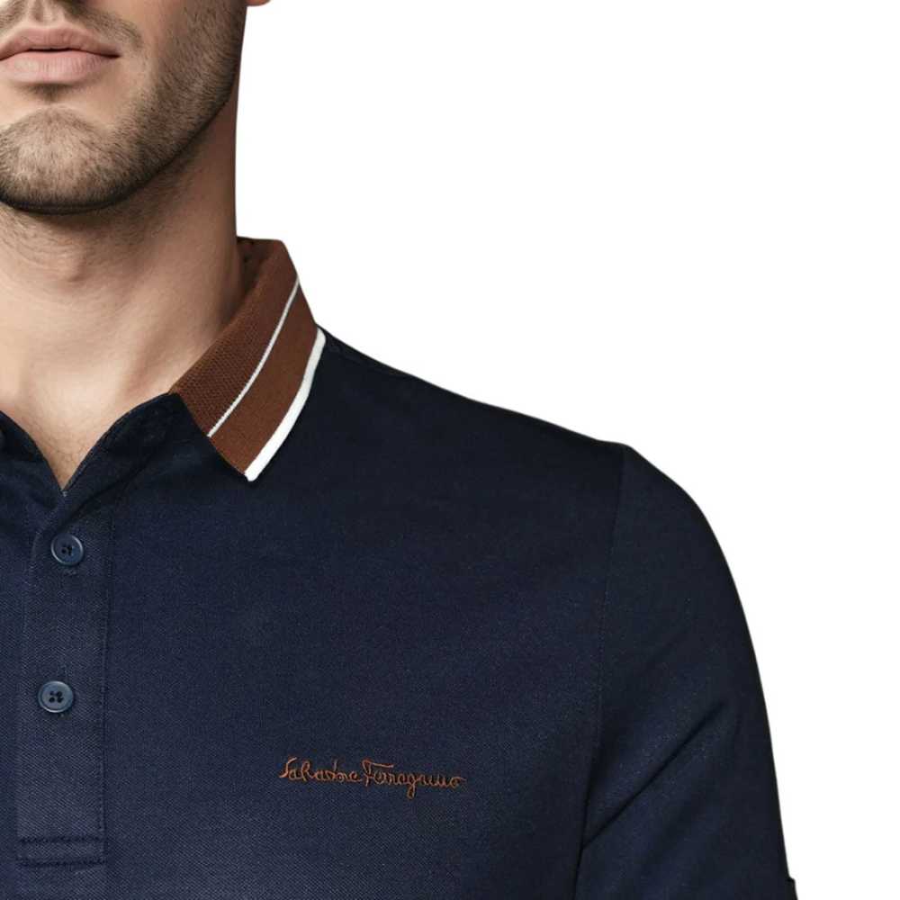 Salvatore Ferragamo Embroidered logo Navy Blue T-shirt-thumb-4