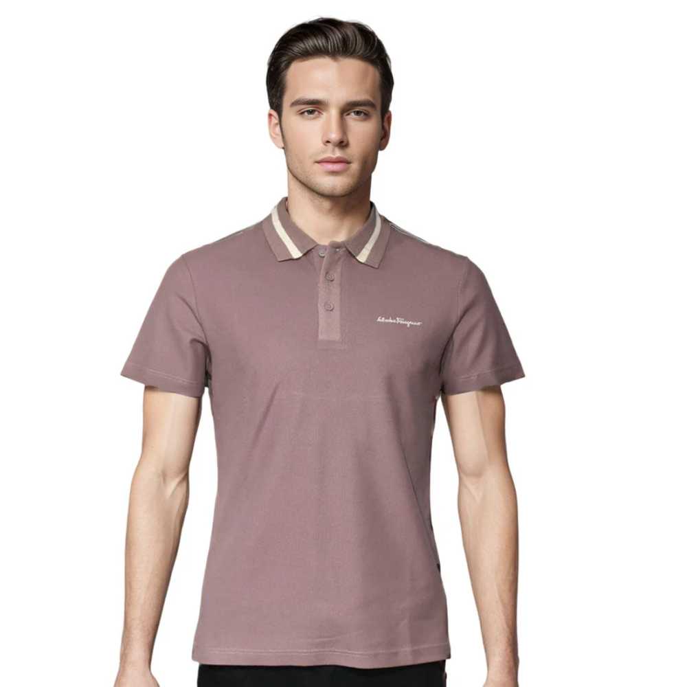 Salvatore Ferragamo Embroidered logo Red Wood Polo T-shirt