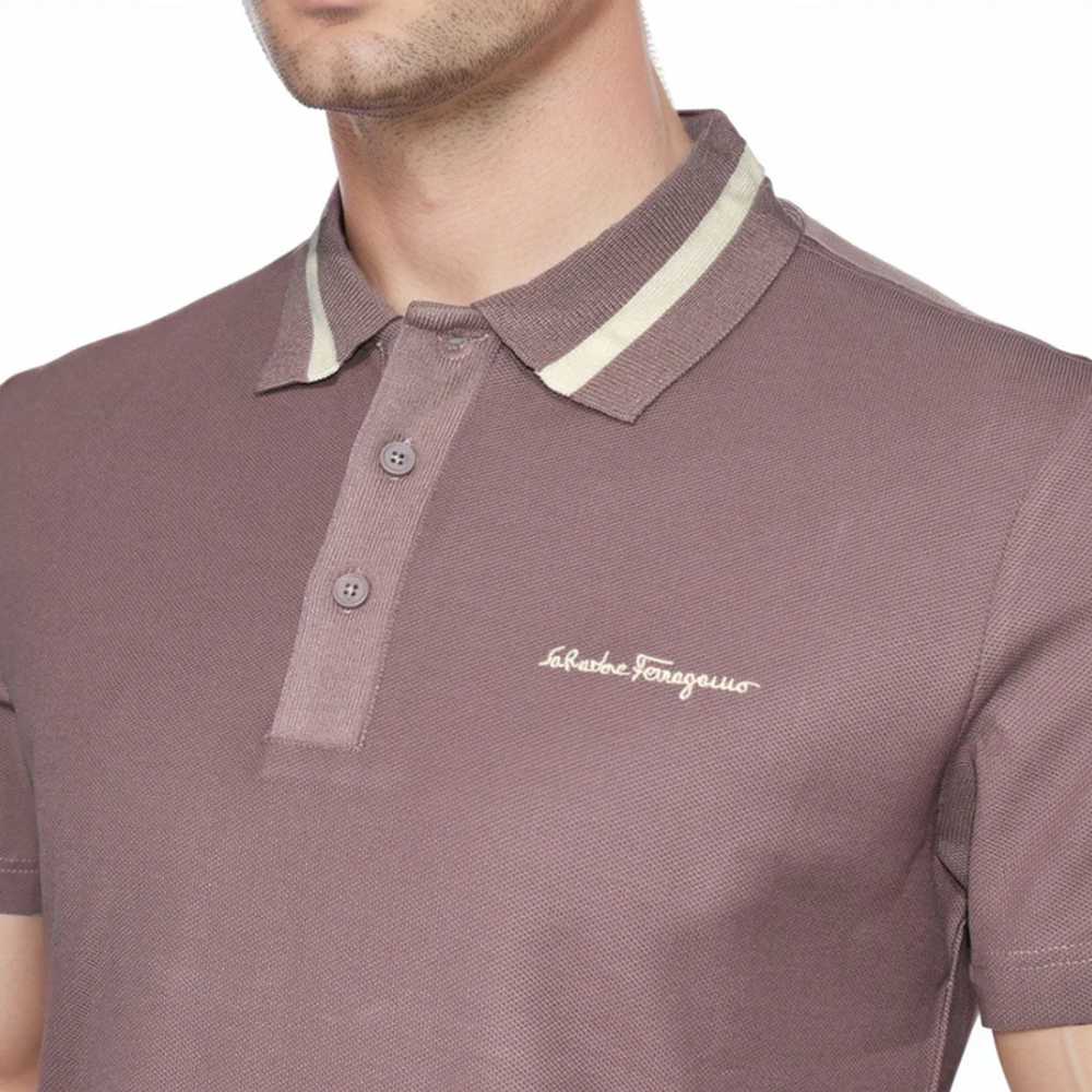 Salvatore Ferragamo Embroidered logo Red Wood Polo T-shirt-2