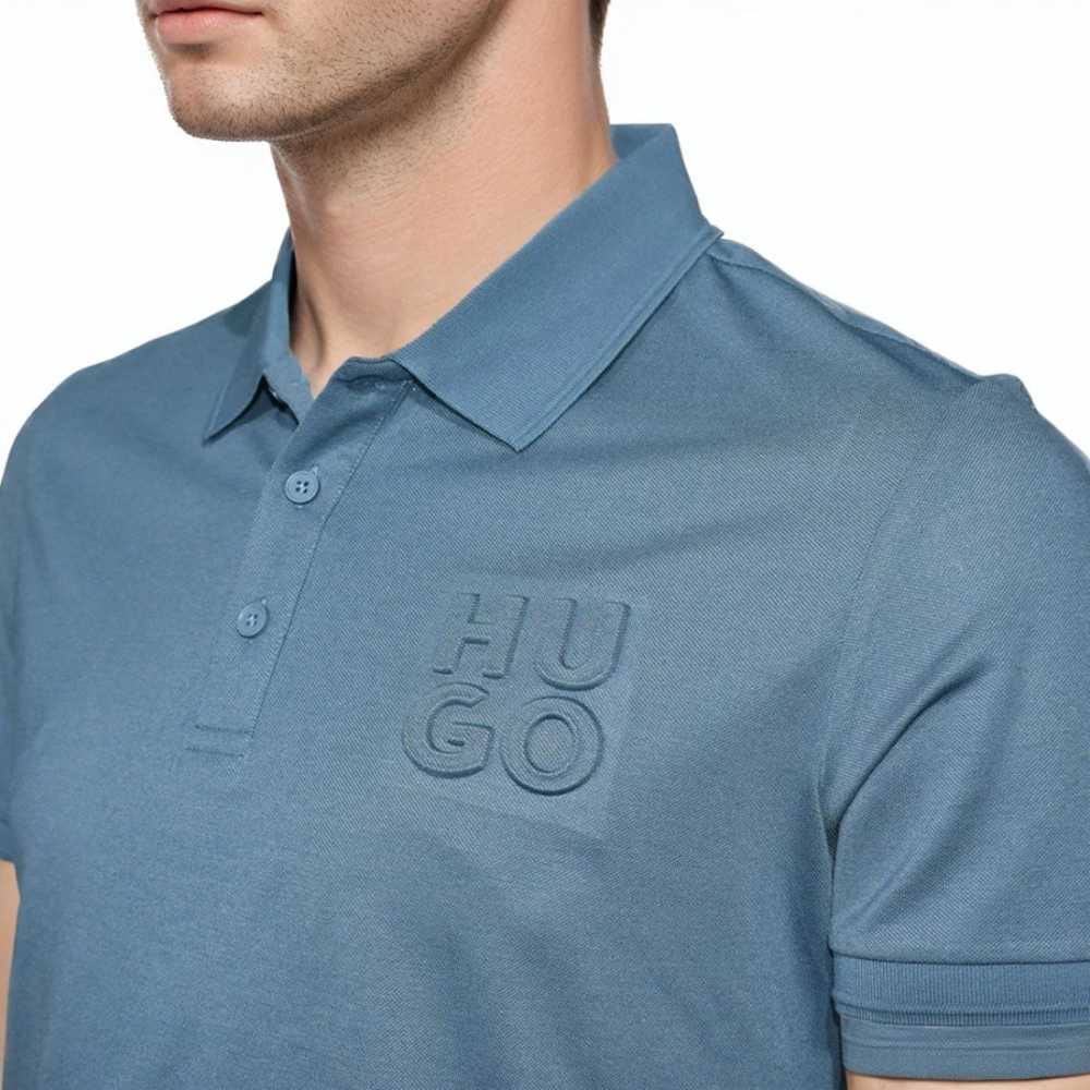 HUGO BOSS Blue Embossed Stacked Logo T-shirt-2