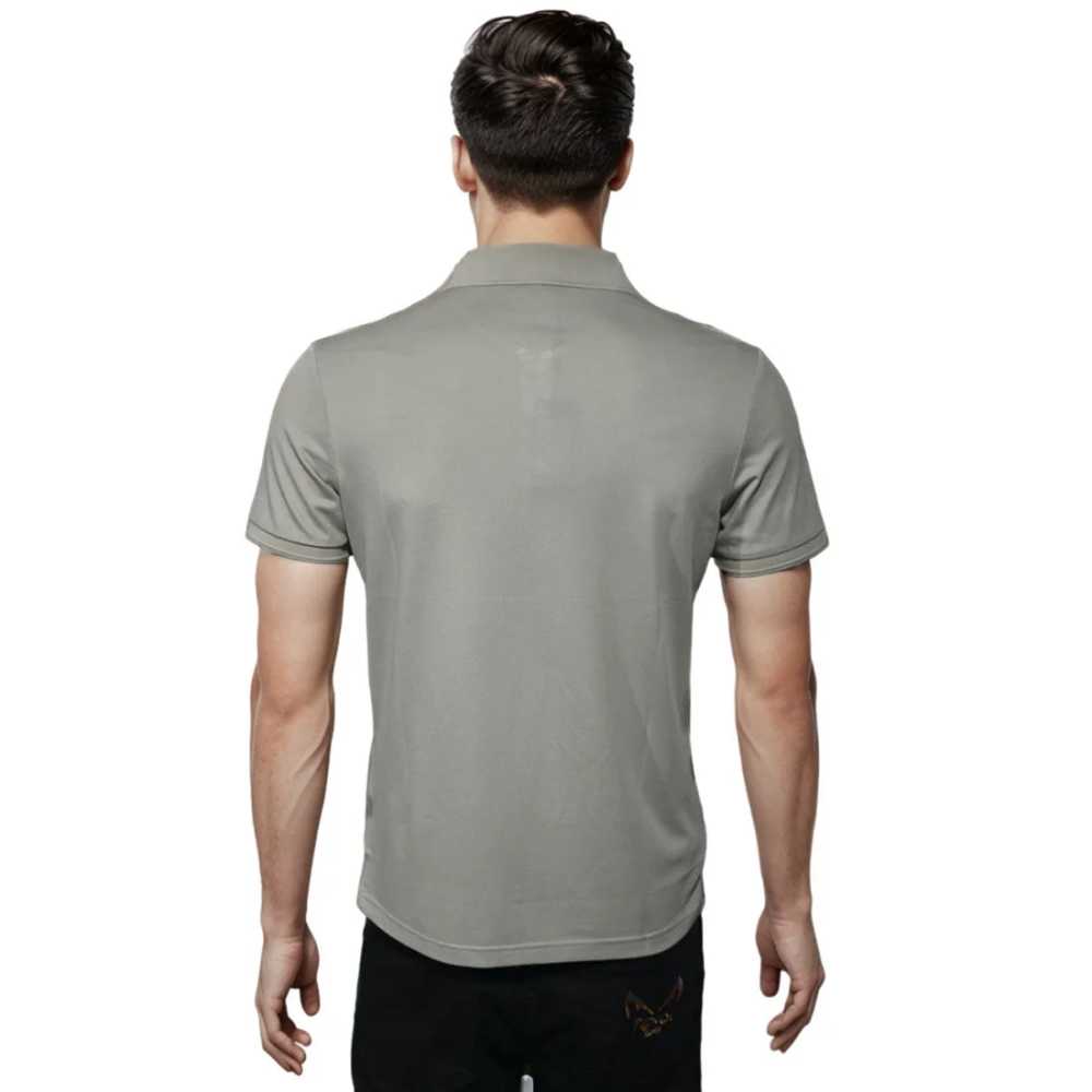 HUGO BOSS Olive Grey Embossed Stacked Logo T-shirt-1