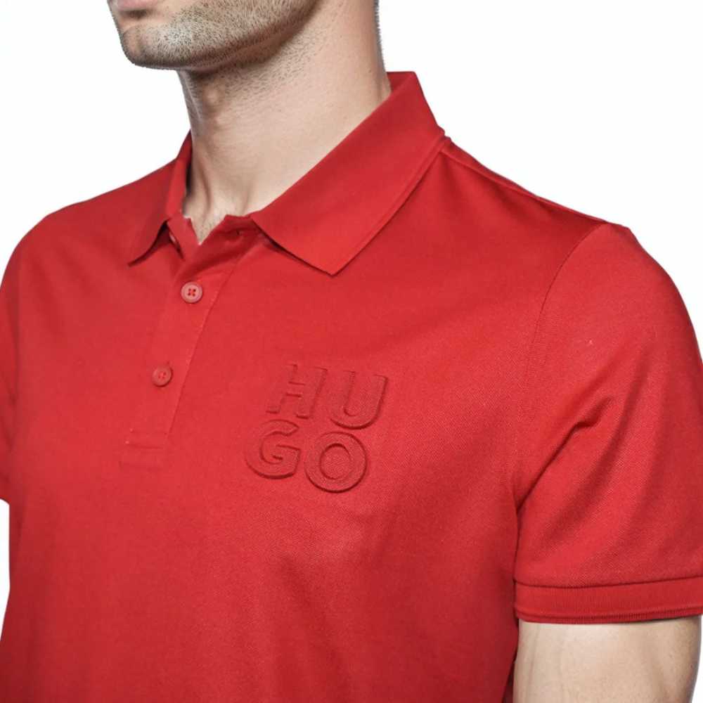 HUGO BOSS Red Embossed Stacked Logo T-shirt-2
