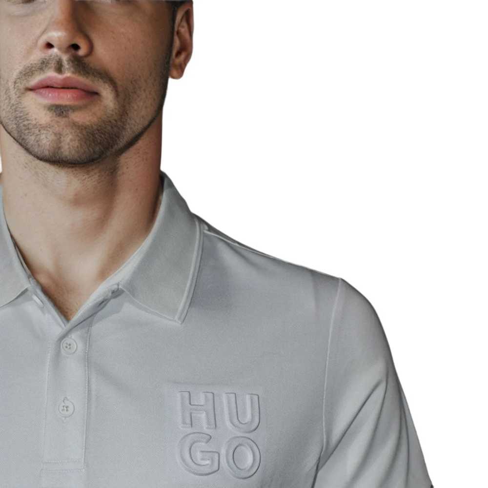 HUGO BOSS White Embossed Stacked Logo T-shirt-4