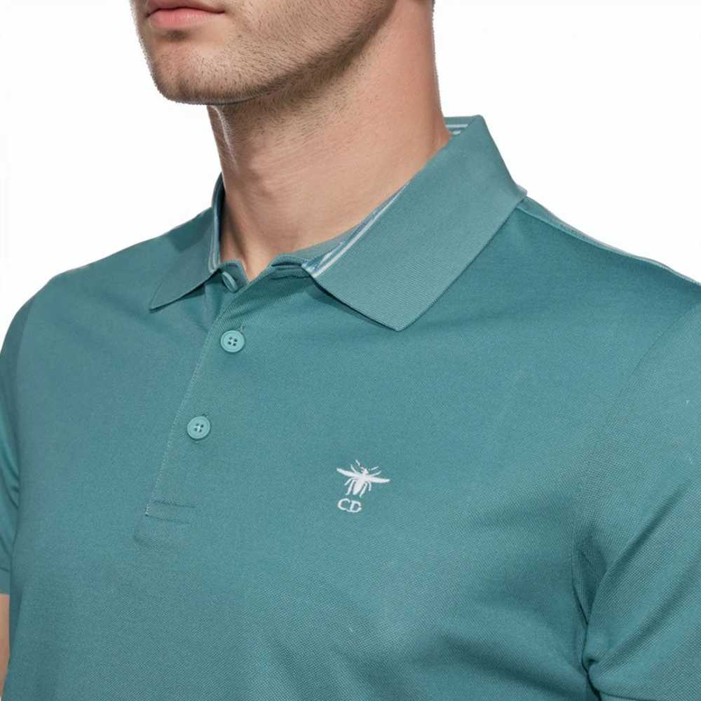 Christian Dior Bee Embroidered Blue Premium Polo T-shirt-thumb-2